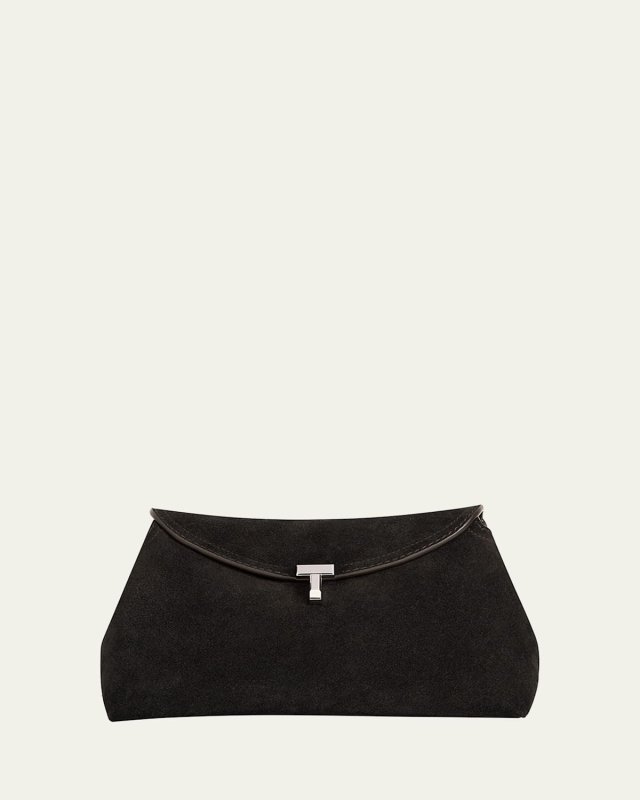 T-Lock Clutch Bag in Suede